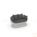 Eggshell Collection Outdoor Double-seat Wicker sofa/lounge arm chair with water resistant fabric