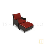 Sleek Outdoor single-seat wicker sofa/lounge arm chair with water proof fabric with/without footstool