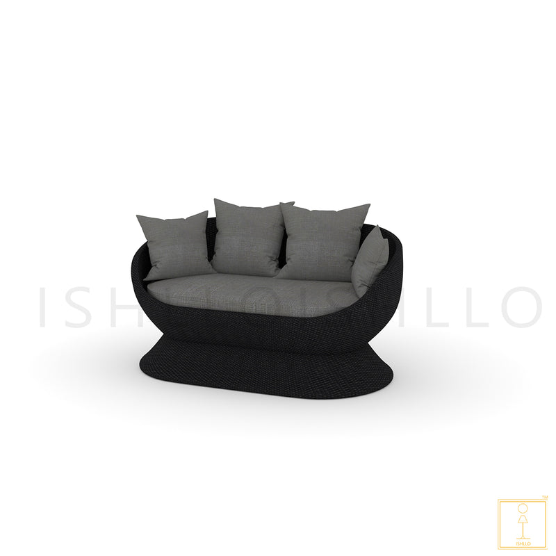 Eggshell Collection Outdoor Double-seat Wicker sofa/lounge arm chair with water resistant fabric