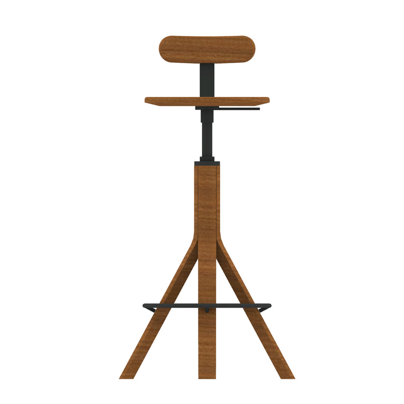 Contemporary Wood Swivel Base Bar Stool with Backrest