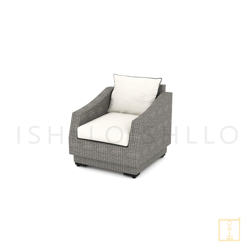 Otawwa collection Outdoor single-seat Wicker sofa/lounge arm chair with water proof fabric