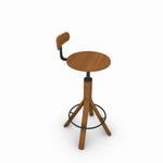 Contemporary Wood Swivel Base Bar Stool with Backrest