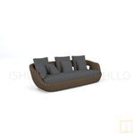 Outdoor Triple-seat Mabello collection Wicker sofa/lounge arm chair with water proof fabric