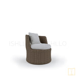 Outdoor single-seat Mabello collection Wick0er chair with water proof fabric