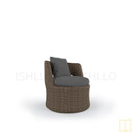 Outdoor single-seat Mabello collection Wick0er chair with water proof fabric