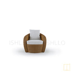 Outdoor single-seat Shell collection Wicker sofa/lounge arm chair with water proof fabric