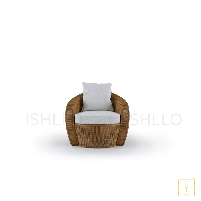 Outdoor single-seat Shell collection Wicker sofa/lounge arm chair with water proof fabric
