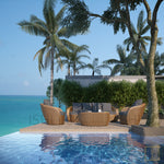 Outdoor triple-seat Shell collection Wicker sofa/lounge arm chair with water proof fabric