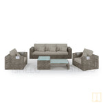 Outdoor Triple-seat boxed Wicker sofa with water proof fabric