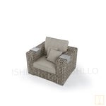 Outdoor single-seat boxed Wicker sofa/lounge arm chair with water proof fabric