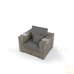 Outdoor single-seat boxed Wicker sofa/lounge arm chair with water proof fabric