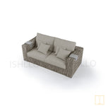 Outdoor Double-seat boxed Wicker sofa with water proof fabric