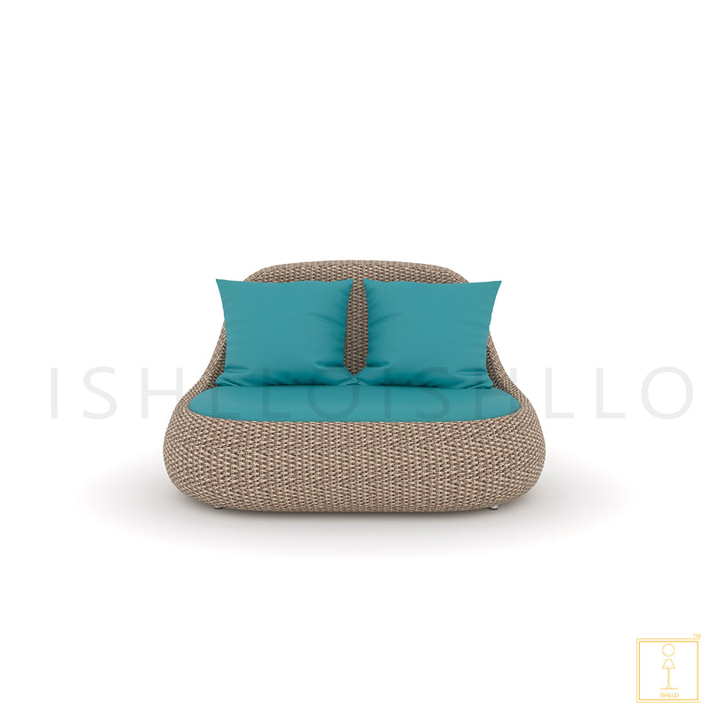 Oakly Collection Outdoor Double-seat Wicker sofa/lounge arm chair with water resistant fabric