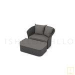 Curtsy Collection Outdoor Double-seat Wicker sofa/lounge arm chair with water resistant fabric