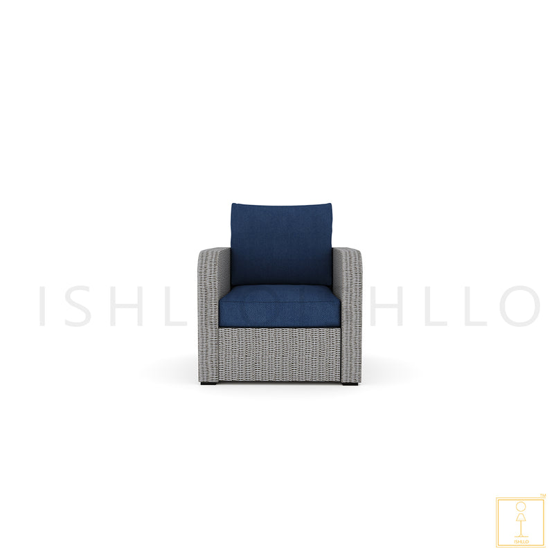 Outdoor single-seat comfort collection Wicker sofa/lounge arm chair with water proof fabric