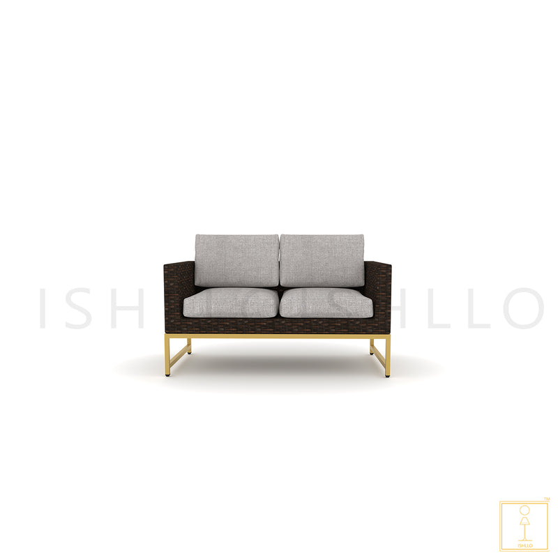 Outdoor Modish double-seat Wicker easy sofa/lounge arm chair with water proof fabric