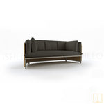 Outdoor triple-seat wicker sofa with water resistant fabric