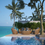 Outdoor double-seat Shell collection Wicker sofa/lounge arm chair with water proof fabric