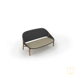 Outdoor double seat-seat Teak - wicker sofa in natural colors