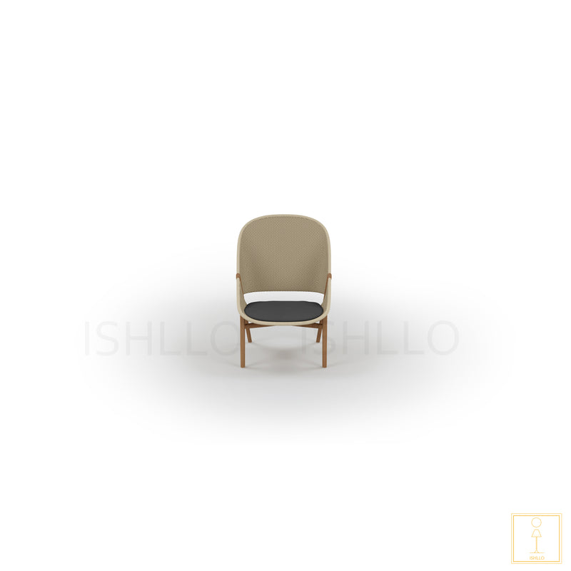 Outdoor single-seat Teak - wicker chair in natural colors