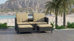 Twin Outdoor single-seat Wicker sofa including footstools