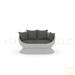 Eggshell Collection Outdoor Double-seat Wicker sofa/lounge arm chair with water resistant fabric