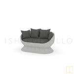 Eggshell Collection Outdoor Double-seat Wicker sofa/lounge arm chair with water resistant fabric