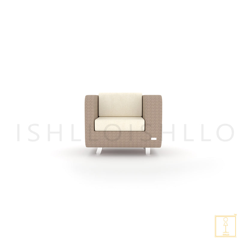 Outdoor single-seat squarecle collection Wicker sofa/lounge arm chair with water proof fabric