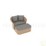 Curtsy Collection Outdoor Double-seat Wicker sofa/lounge arm chair with water resistant fabric