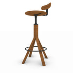 Contemporary Wood Swivel Base Bar Stool with Backrest