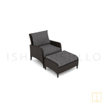 Sleek Outdoor single-seat wicker sofa/lounge arm chair with water proof fabric with/without footstool