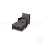 Sleek Outdoor single-seat wicker sofa/lounge arm chair with water proof fabric with/without footstool
