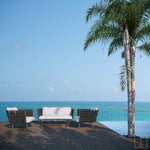 Outdoor single-seat rope sofa/lounge arm chair with water proof fabric