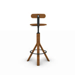 Contemporary Wood Swivel Base Bar Stool with Backrest