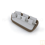 Outdoor Triple-seat Mabello collection Wicker sofa/lounge arm chair with water proof fabric