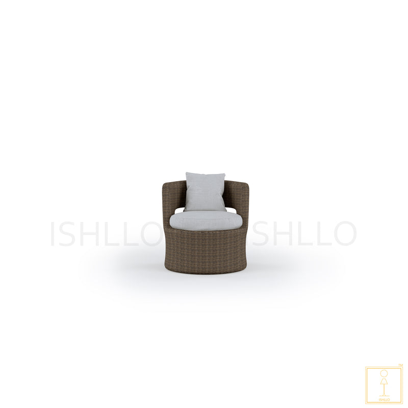 Outdoor single-seat Mabello collection Wick0er chair with water proof fabric