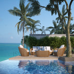 Outdoor triple-seat Shell collection Wicker sofa/lounge arm chair with water proof fabric