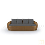 Outdoor triple-seat Shell collection Wicker sofa/lounge arm chair with water proof fabric