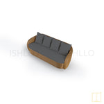 Outdoor triple-seat Shell collection Wicker sofa/lounge arm chair with water proof fabric