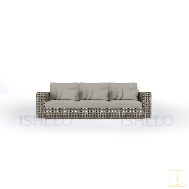 Outdoor Triple-seat boxed Wicker sofa with water proof fabric