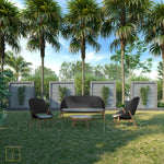 Outdoor double seat-seat Teak - wicker sofa in natural colors