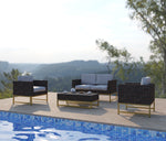 Outdoor Modish single-seat Wicker sofa/lounge arm chair with/without foot stool