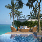 Outdoor single-seat Shell collection Wicker sofa/lounge arm chair with water proof fabric