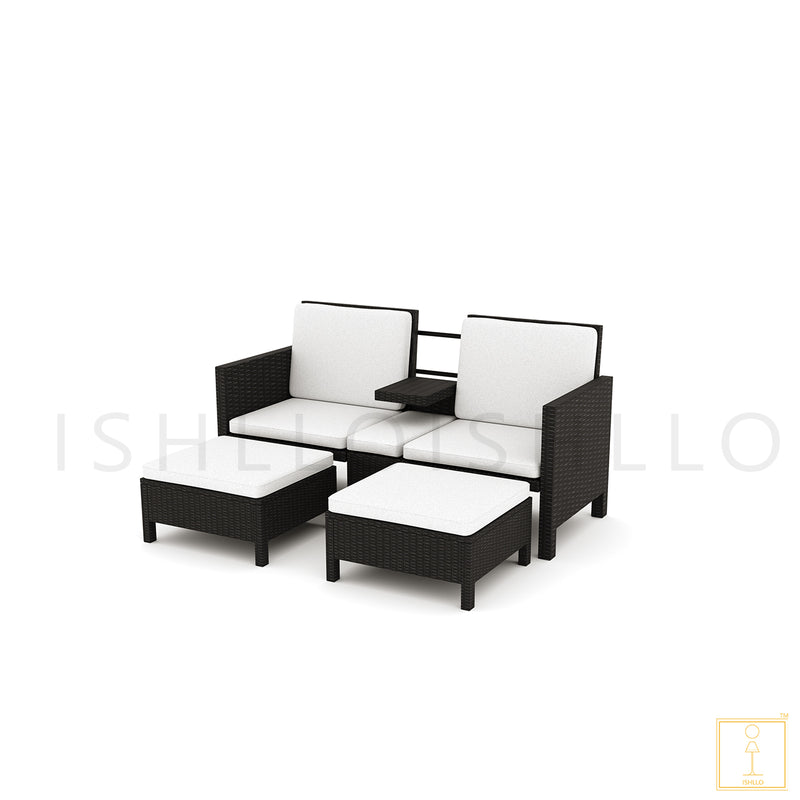 Twin Outdoor single-seat Wicker sofa including footstools